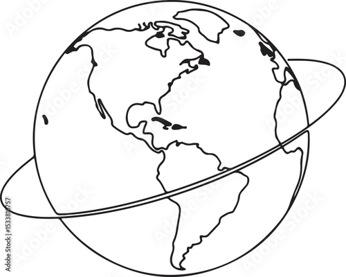 A white background highlights an illustrated global sphere depicting continents for international travel and business