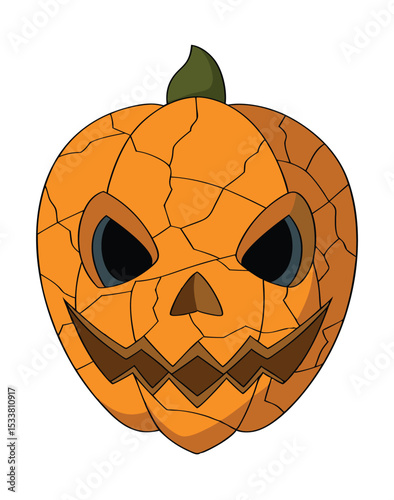 Cartoon Halloween pumpkin with scary face illustration