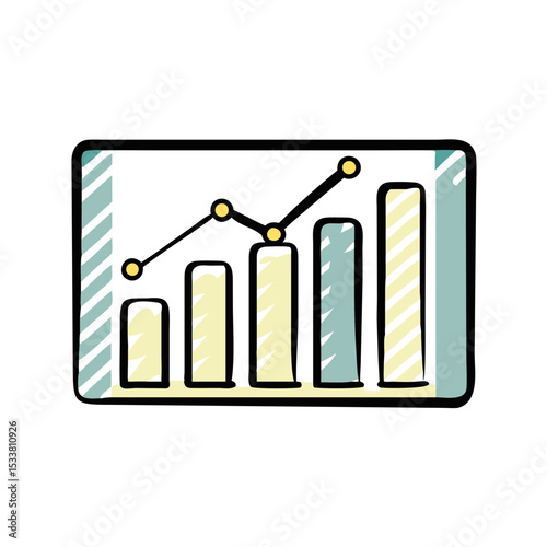 Bar graph illustration for data analysis and business growth with copy space