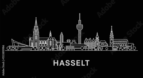 Hasselt Skyline with Belgium, Outline, and Cityscape.