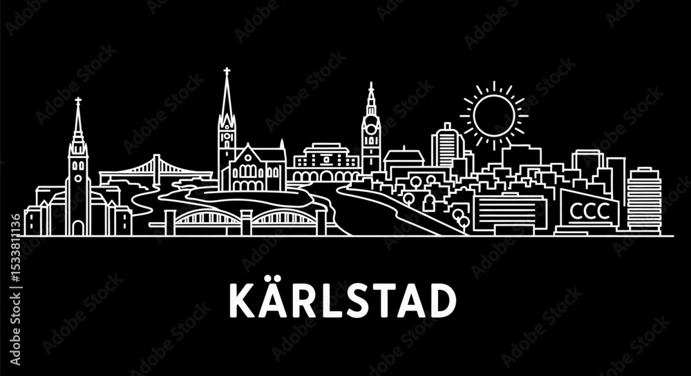 Obraz premium Karlstad Sweden Skyline with Cityscape Vector.