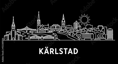 Karlstad Sweden Skyline with Cityscape Vector.
