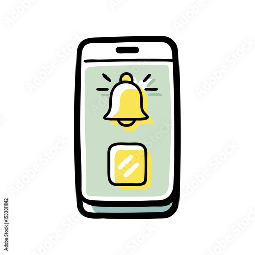 Smartphone notification alert illustration for communication and reminders with copy space