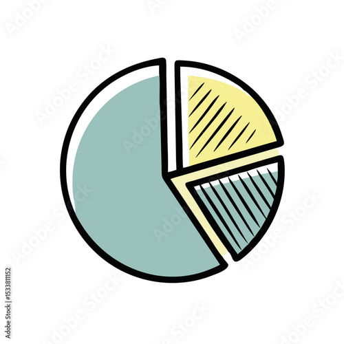 Pie chart illustration for data visualization and analysis with copy space