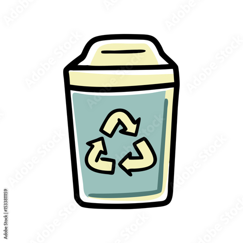 Recycling bin illustration for waste management and environmental practices with copy space