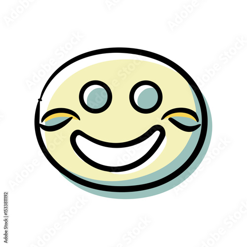 Smiling face illustration for happiness and positivity with copy space