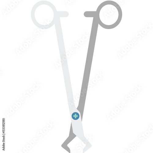 surgical steel scissor flat illustration