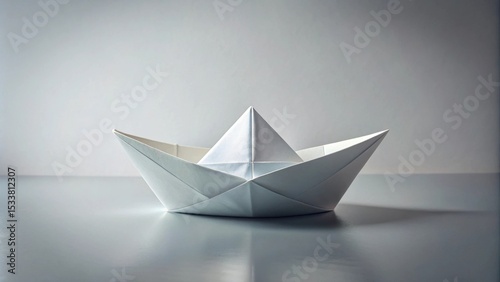 A Simple Paper Boat on a Smooth Surface, a Symbol of Childhood Imagination and Dreams of Adventure