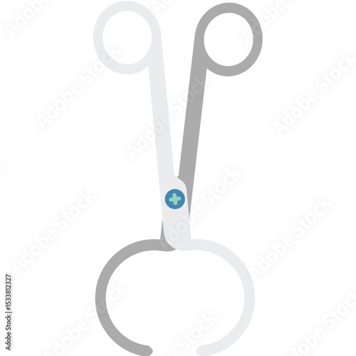 surgical steel scissor flat illustration