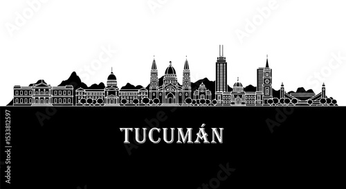 Tucuman Skyline with Argentina Vector Silhouette.