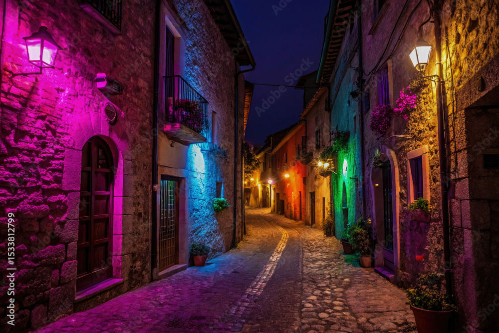 Fototapeta premium Mardi Gras celebration lighting up a beautifully decorated street