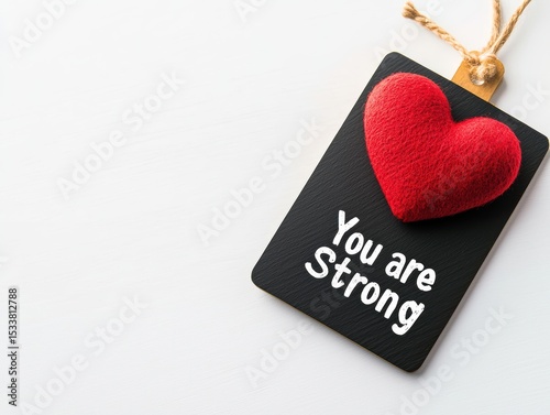 Red heart and motivational message 