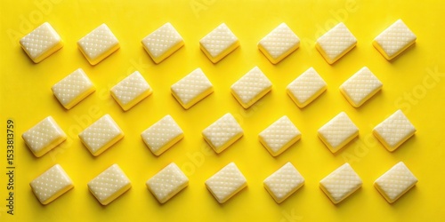 Sweet Treats Arranged in a Delightful Pattern on a Vibrant Yellow Background