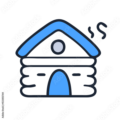 Vector icon New Year white house with blue roof