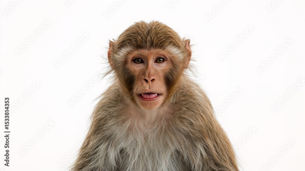 Fototapeta premium Monkey close view over white background