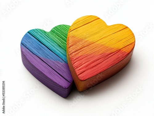 Two colorful hearts representing love, diversity, and inclusion, with each heart displaying the vibrant colors of the rainbow