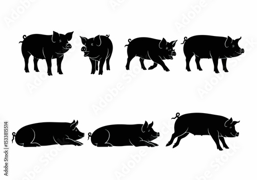 Pigs livestock swine farm animals silhouette