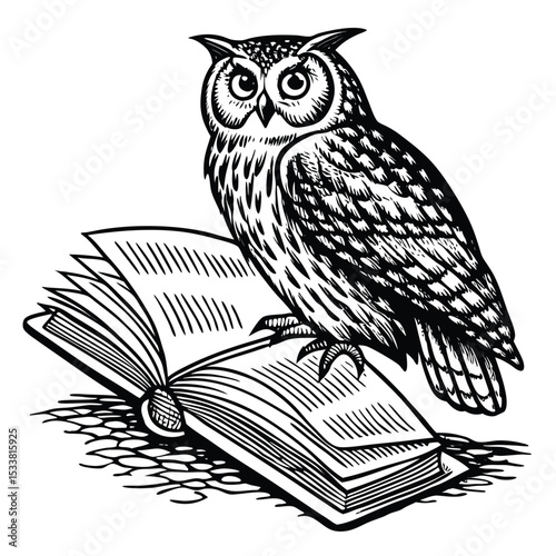 “Nocturnal Knowledge” – Engraved Owl with Open Book