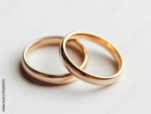 Two golden wedding rings interlocking, symbolizing love and commitment