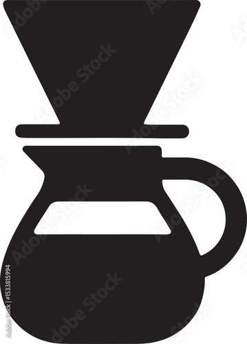 Silhouette vector of pour-over coffee setup with kettle and dripper, ideal for café, barista, and coffee lovers.