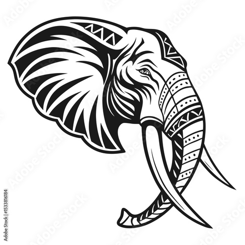 “Memory of the Wild” – Elephant Head with Tribal Patterns