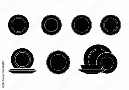 Plate set with minimal style dishes