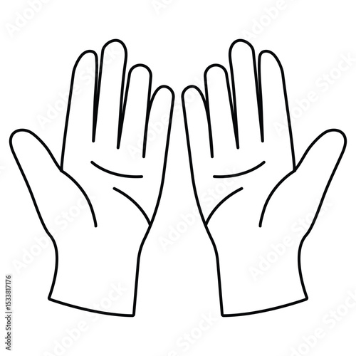 Helping hands open gesture support care symbol in line style vector illustration for charity volunteer teamwork humanity aid design.
