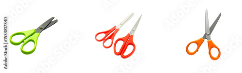 Colorful Craft Scissors: Green, Red, and Orange Blades for Creative Projects

