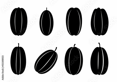 Pumpkin vegetable silhouette icons food agriculture