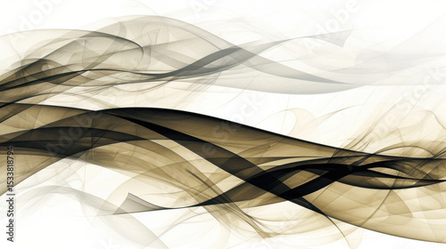 Soft wavelike abstract background with transparent layers creates soothing visual experience. flowing lines in shades of black and brown evoke sense of calm and elegance