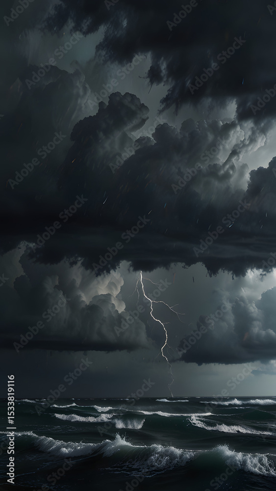 custom made wallpaper toronto digitalDramatic ocean waves under stormy sky atmospheric, dark sea surface with a dramatic cloudy, sky, above, approaching, storm, oil painting of a storm in the ocean and vast expanse of sparkling stars.