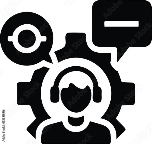 People in ties with gear above vector, Business mechanism icon