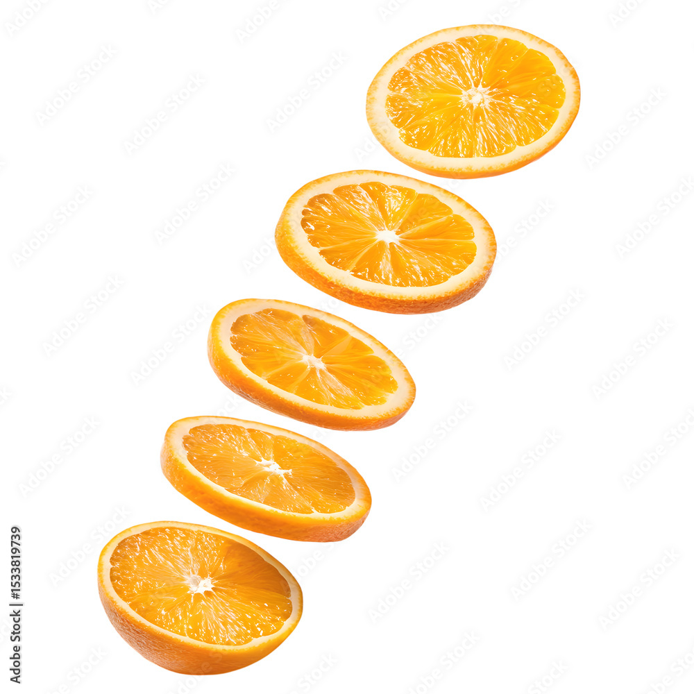 Fototapeta premium Juicy, fresh orange slices isolated on white for a healthy citrus diet