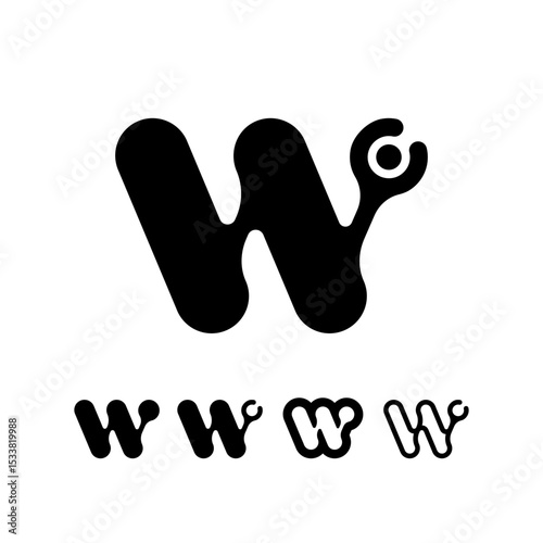 Logo Letter W, trendy modern alphabet font, set of five different letter w for your brand name design, vector illustration 10 EPS
