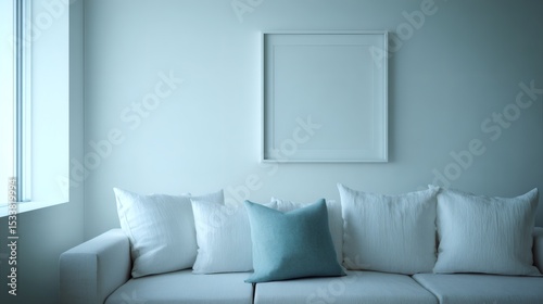 Modern Minimalist Living Room with White Sofa and Frame