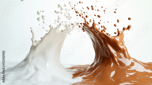 Milk and chocolate splash, colliding.