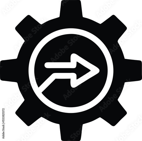 Gear with arrow icon, process optimization or system maintenance vector