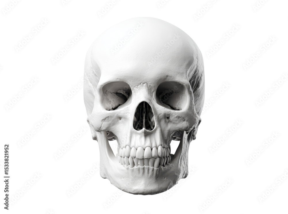 Obraz premium Human skull anatomy model isolated on black background, Isolated On Transparent Background