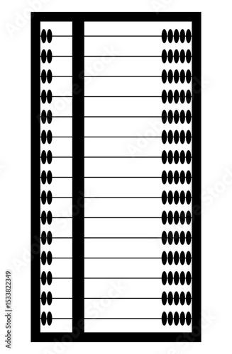 Abacus wooden board with beads silhouettes isolated on white background - vector illustration