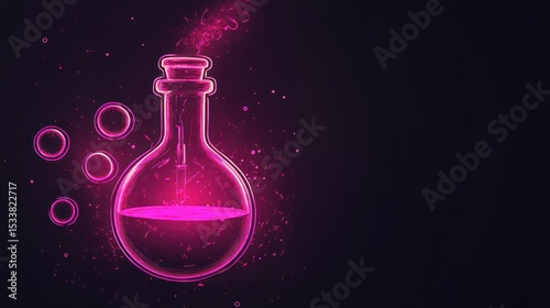 Magic potion flask glowing in the dark.