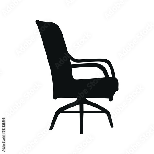 A sleek, comfortable black leather office chair with wheels, isolated on white, offers contemporary furniture design for any business interior chair silhouette