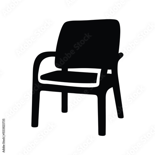 A comfortable, stylish black leather office chair, an isolated wooden furniture object with a retro design, perfect for home or business interior decor chair silhouette