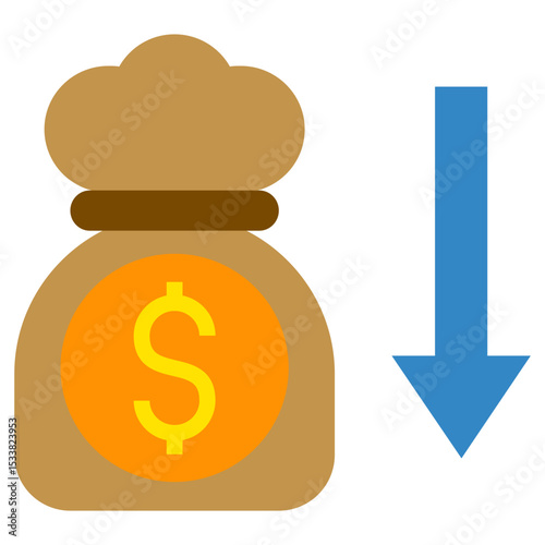 Money Down Flat Icon, Investment concept design in flat icon style