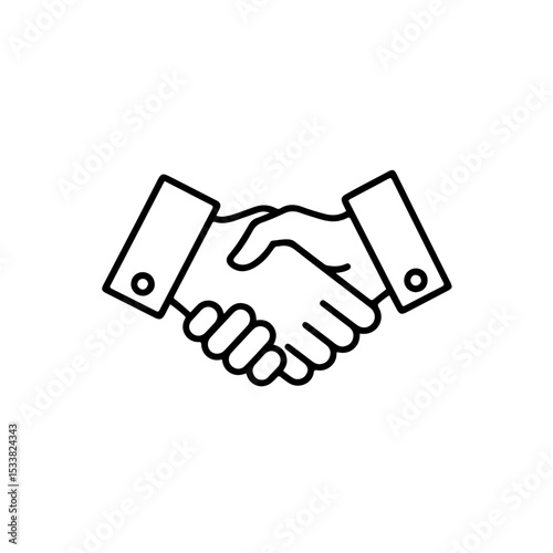 Flat Line Vector Icon of Handshake — Partnership and Agreement Concept