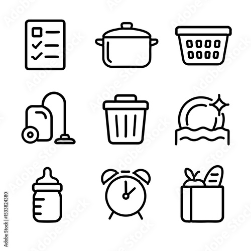 Flat Line Icon of Household Item — Minimal Style on White Background