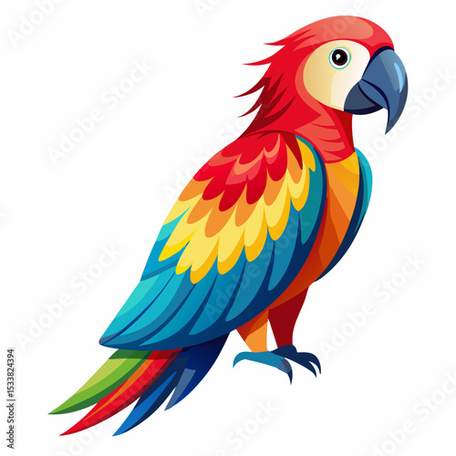 Vibrant macaw parrot illustration exotic bird colorful feathers design art