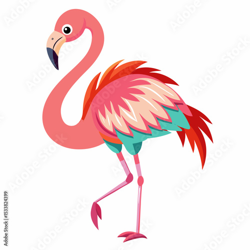 Pink flamingo illustration vector design tropical bird exotic wildlife art