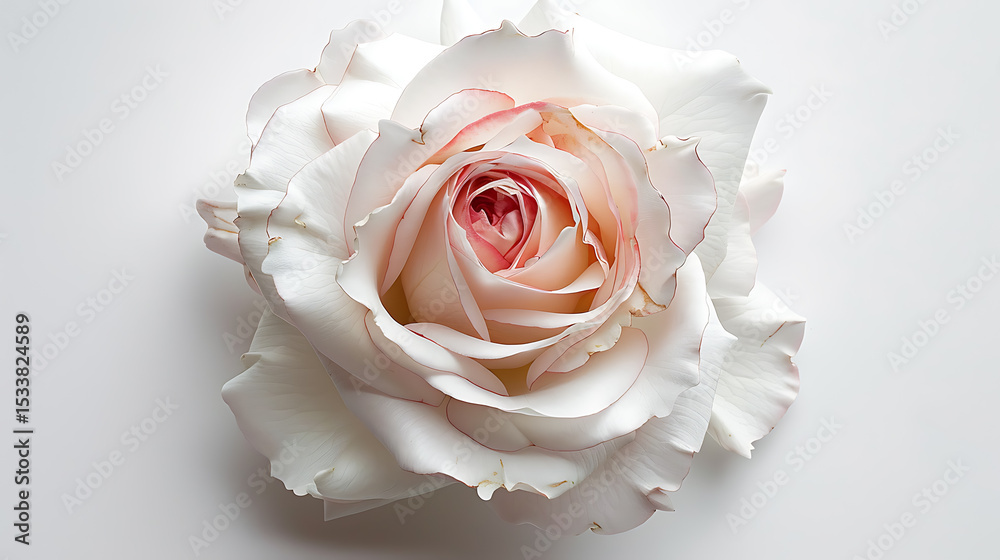 Fototapeta premium White Rose with Pink Tips → On White