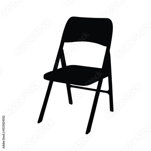 Black plastic office chair, a comfortable single furniture object for business or relaxation, isolated on white chair silhouette