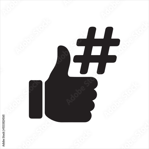  Thumbs up with hashtag Icon design with white background 